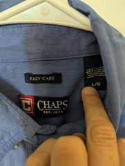 Chaps Easy Care Short Sleeve button down Shirt – Blue – Large Ralph lauren