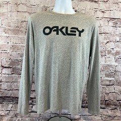 Oakley Men’s Gray Long Sleeve Big Logo Graphic Print Regular Fit T-Shirt Medium