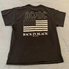AC/DC Back In Black Shirt Mens Large Black 1980 US Tour Band Rock Tee Music