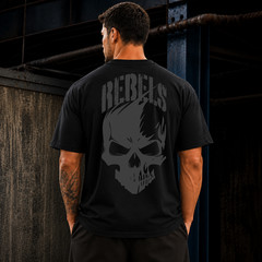 Oversized Skull Graphic Print Cotton T-Shirt Men’s Streetwear Gym Workout Sport