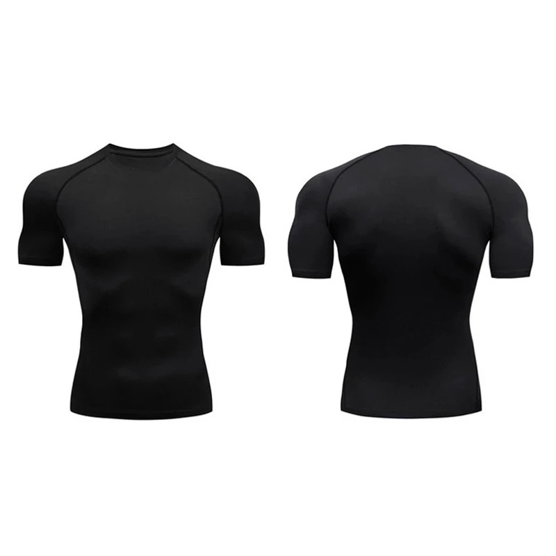 New Men Summer Short Sleeve Fitness T Shirt Running Sport Gym Compression T Shir