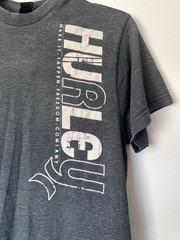 Hurley Men’s T-Shirt M Gray Crew Neck Short Sleeve Graphic Logo Cotton Knit
