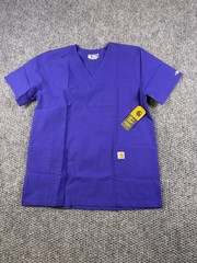 Carhartt Medical Scrub Shirt Mens Small Purple V Neck Force Rugged Flex New