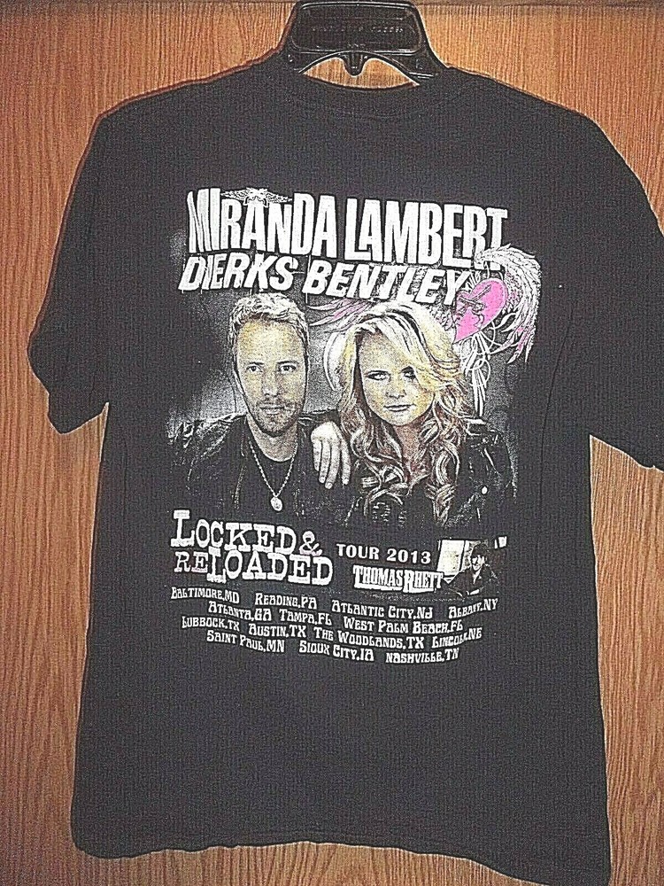 Miranda Lambert Dierks Bently M t shirt Black tour 2013 locked n reloaded