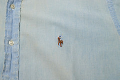 Vintage Ralph Lauren Blake Shirt Mens Medium Blue Light Wash Denim Pony