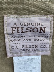 Filson Tincloth Game Bag Size 30 USA Made Vest Strap Leather Belt Closure