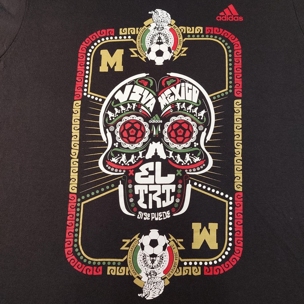 RARE MISPRINT Adidas Mexico Soccer T-Shirt Men’s XL Sugar Skull Day of The Dead