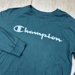 Champion Long Sleeve T Shirt Mens Small Green Script Logo Crewneck Casual Tee