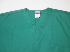 NWT Cherokee Unisex Size L V-Neck Shirt Green Short Sleeve Chest Pocket Workwear