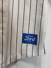 Ford x PacSun Baseball Jersey Mens Small Cream Pinstripe NWT Official Licensed