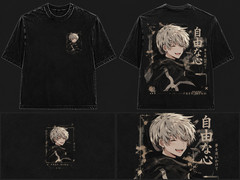 Free Spirit Anime Boy Washed T-Shirt Vintage Graphic Tee
