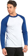 TOP PRO Men’s Full Length Sleeve Raglan Cotton Baseball T Shirt (S / RB/WHT)
