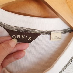 Orvis Henley Thermal Shirt Waffle Knit Long Sleeve Pullover Embroidered Size XL