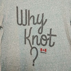 Roots Canada T-Shirt Why Knot? Rope Font Green Mens M Tagless Tee Cotton Blend