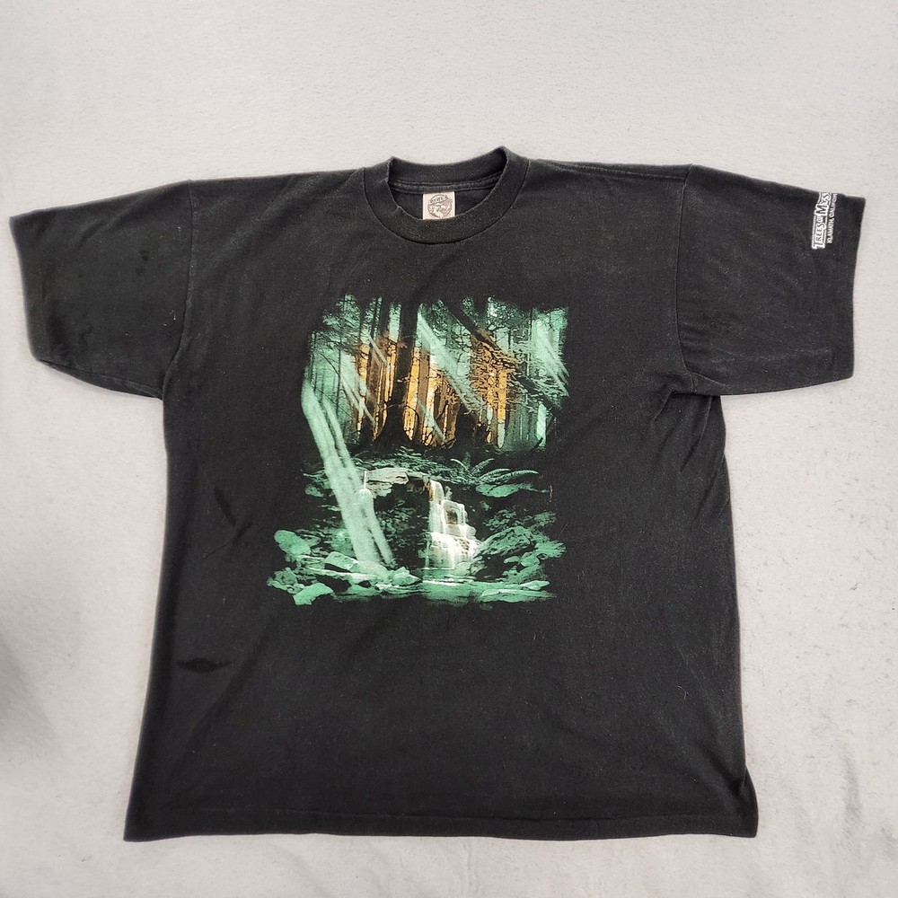Vintage Trees of Mystery Shirt Mens XL Forest Waterfall Nature Made USA 90s