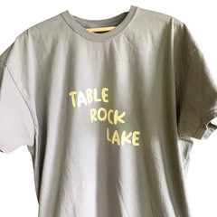 Upcycled Table Rock Lake T-shirt w/ Marinas & Landmarks Light Green Size 2XL
