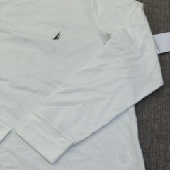 Nautica Shirt Mens Medium White Long Sleeve Logo Graphic Tee Tagless Nautical