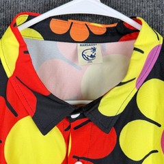Hardaddy Mens 2XL Black Multi Color Retro Flower Power Camp Shirt Short Sleeve