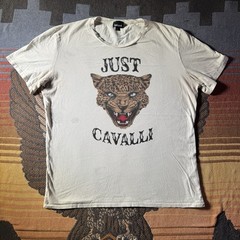 Just Cavalli big logo tiger T-shirt size XL Rare White