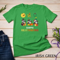 Panda Halloween And Merry Christmas Happy Hallothanksmas T-Shirt Unisex T-shirt