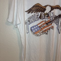 True Religion T Shirt Guitar Bald Eagle World Tour 1971 Rock & Roll Festival XL
