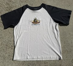 Disney World Mickey Mouse grey & black baseball tee mens large