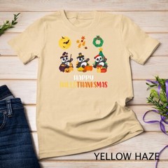 Panda Halloween And Merry Christmas Happy Hallothanksmas T-Shirt Unisex T-shirt