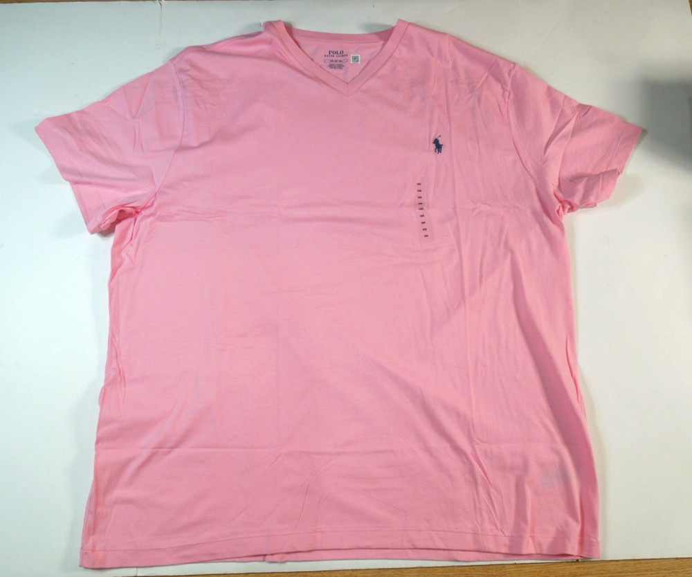 Men’s Size 3XB Polo Ralph Lauren short sleeve T-shirt V-neck Pink