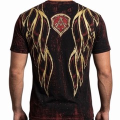 ARCHAIC by AFFLICTION Black Red RIDE IT Short Sleeve Slim Fit Y2K T-shirt NWT