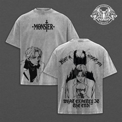 Monster Anime Johan Liebert Graphic Streetwear Collection, Acid Wash Oversized