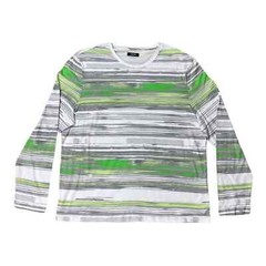 Alfani Mens T-Shirt White Green Space Dye Long Sleeve Crew 100% Cotton XXL New