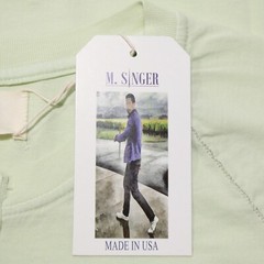 M. Singer NWT Short Sleeve Henley T-Shirt Size Medium in Apple Green 100% Cotton