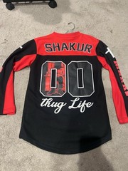 Death Row Records Tupac Shakur Red Black Hockey Jersey Headgear Classics Sz XS