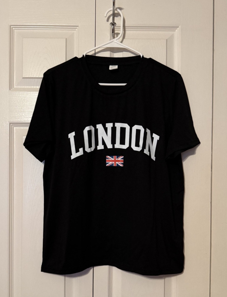 ZHX London England United Kingdom Solid Black Short Sleeve T-Shirt ~ L ~ NEW!