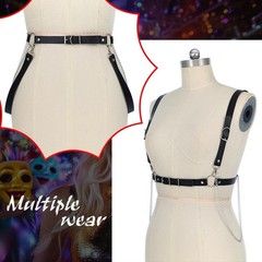 Leather Waist Belts Harness Fashion Rave Black Body Accessories For Women
