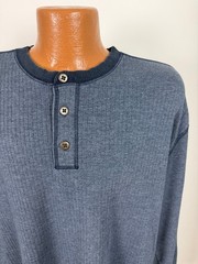 Vintage 90s Ribbed Henley Shirt Men 2XL Minimal Outdoor Casual Midweight Stretch