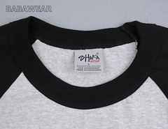 Shaka Plain Baseball Shirt Raglan 3/4 Sleeve Black Gray BABA Vintage Look