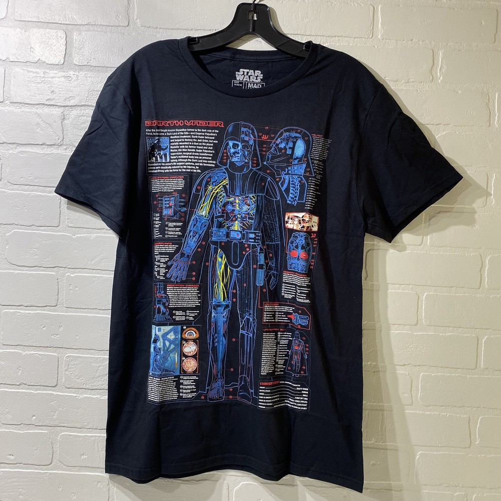 NEW – Mad Engine Darth Vader Schematic Blueprint Graphic Tee Tshirt – MED – BLK