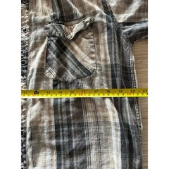 Dickies Plaid Snap Button Western Work Shirt Men’s L Gray Tan Short Sleeve Y2K
