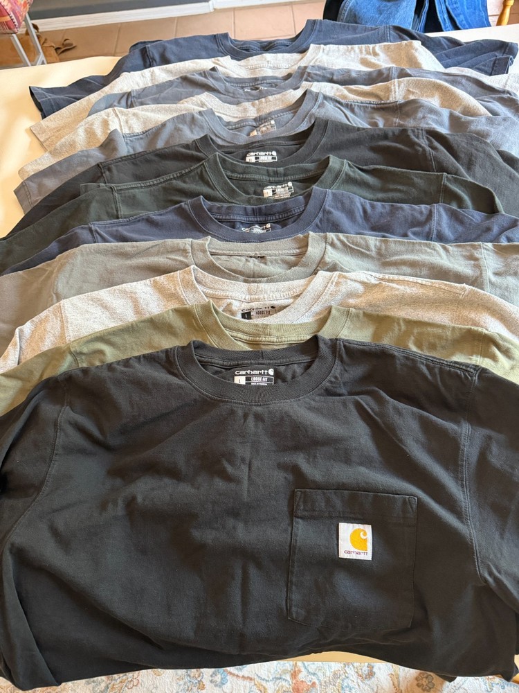 Carhartt Pocket Tee Bundle Lot of 13 Size L Large Workwear T Shirts USA Mix