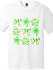 Lucky Clover Dog Paw Bow Unisex T-Shirt, St. Patrick’s Day Pet Lover Gift Tee