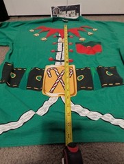 Elf Shirt Large Green Costume Santa Helper Christmas Crew Neck Short Sleeve