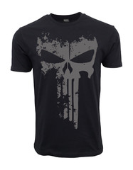 MARVEL THE PUNISHER MENS LARGE DARK CHARCOAL LOGO GRAPHIC T SHIRT