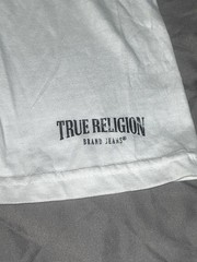 True Religion T-shirt Mens XL White Metallic Horseshoe Logo Short Slevee Tee