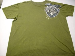 AFFLICTION Mens GREEN w EAGLES & SILVER FOIL WINGED SHIELD T-Shirt New XXL 2XL