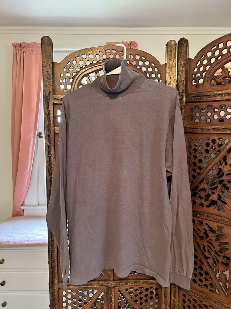 Vintage Fruit Of The Loom Mens Large Long Sleeve Turtle Neck Gray