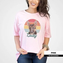 Custom Pet Portrait Retro Sunset Comfort Tee Personalized Dog Cat Pet Lover