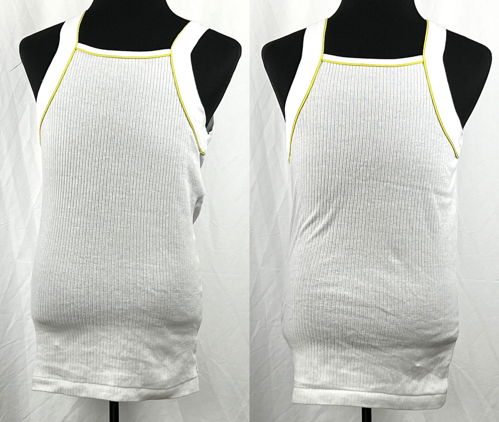 Lot of 2 2(x)ist White & Yellow Ringer Square Neck Tank Top Shirt Cotton XL