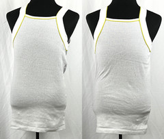 Lot of 2 2(x)ist White & Yellow Ringer Square Neck Tank Top Shirt Cotton XL