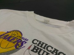 Vintage Michael Jordan Magic Johnson Lakers Vs Bulls T Shirt Mens Large L White